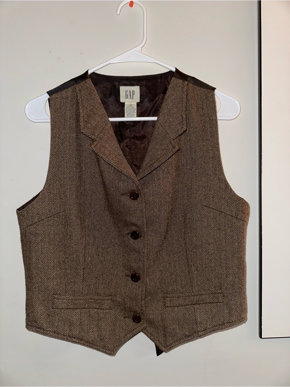 GAP Brown Herringbone Tailored Vest